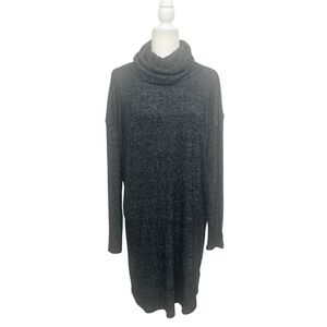 GAP Women Charcoal Heather Knit Turtleneck Long Sleeve Sweater Dress Size Large